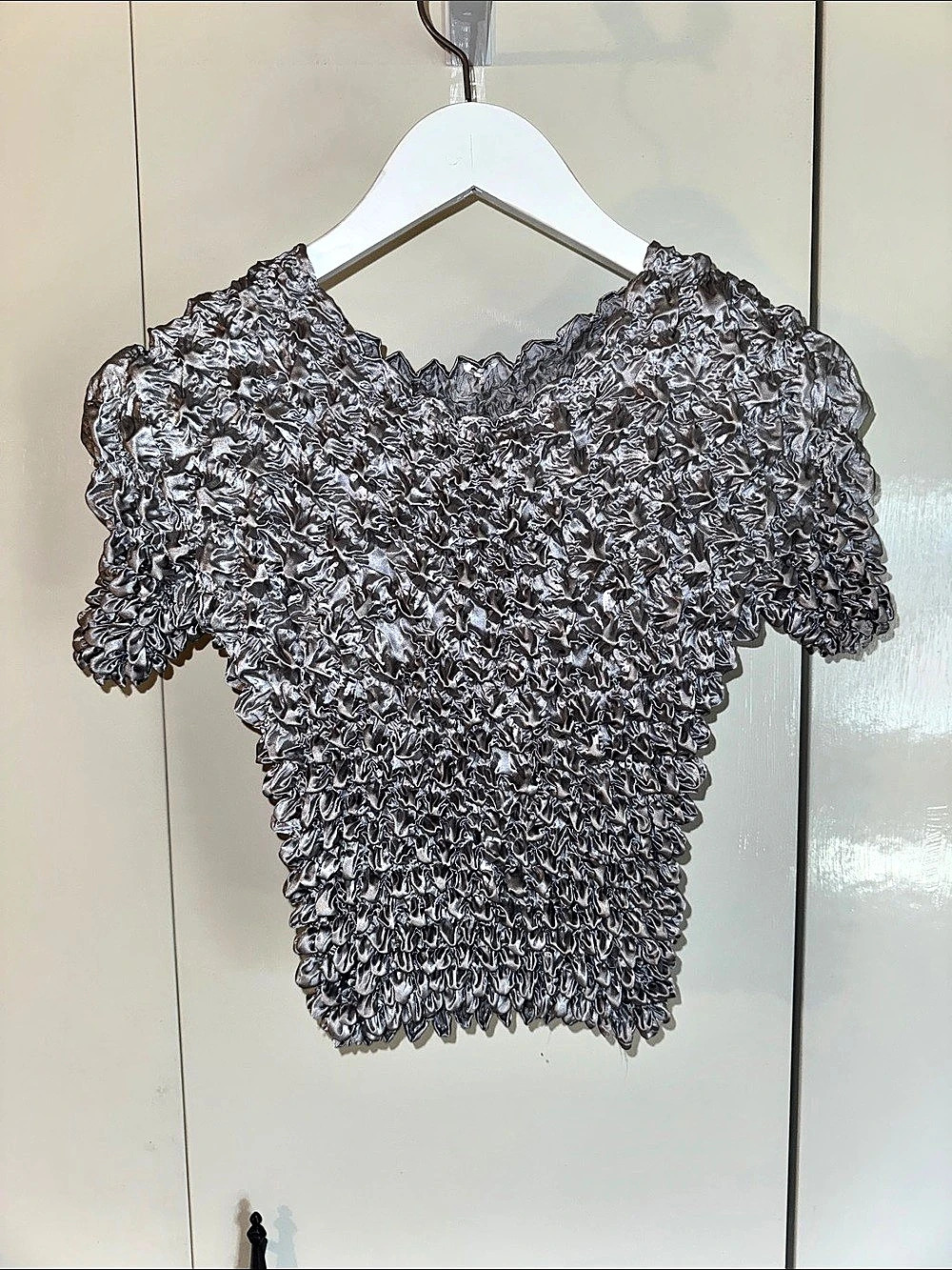 Y2K Textured Stretch Short Sleeve Top